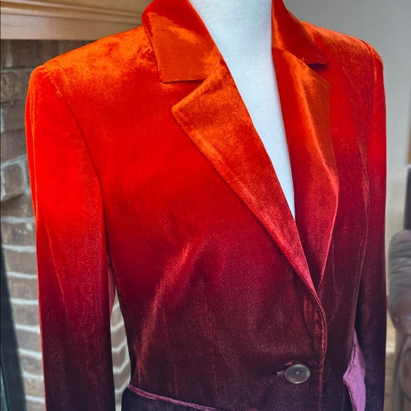 NWT Elie Tahari Ombre Velvet Orange Purple Blazer Size 6 - Picture 15 of 15